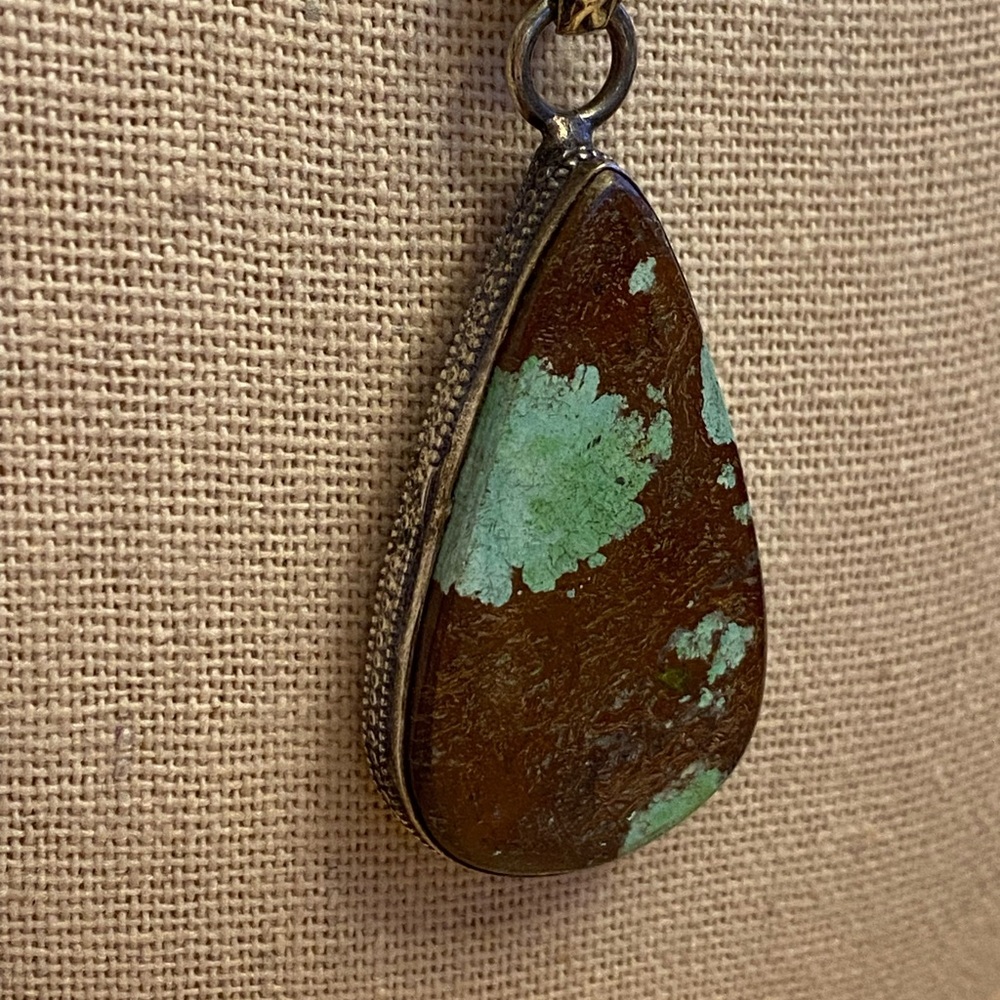 Stunning Southwest Carico Lake diamond turquoise sterling silver Pendant
